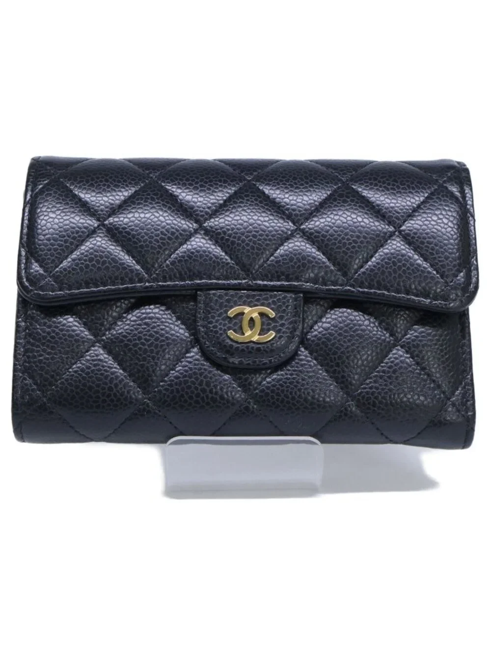 Chanel Caviar Leather Quilted Medium Flap Wallet Trifold